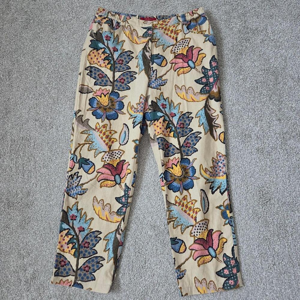 Artsy Boho Botanical Print Straight Leg Pants - NWOT
